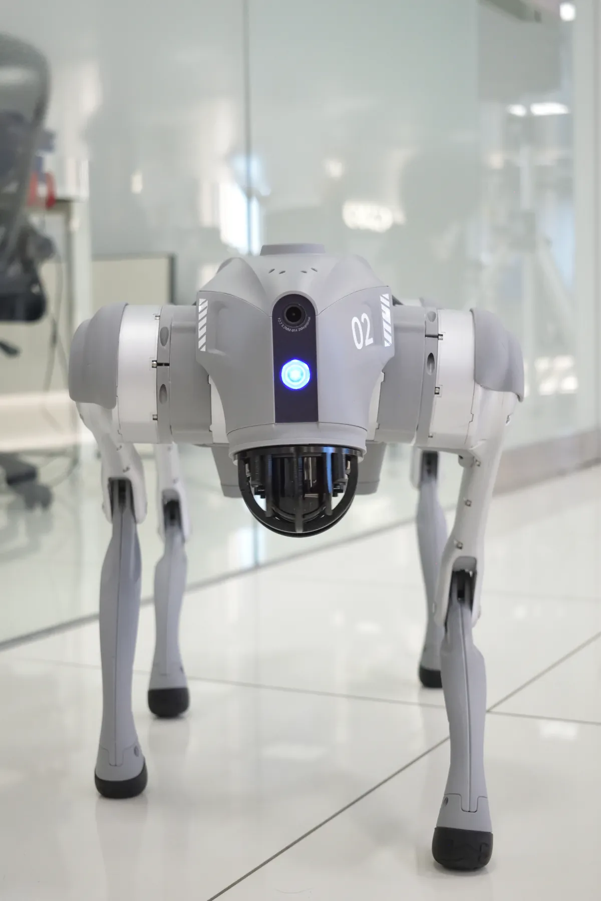 Unitree quadruped robot on the lab floor
